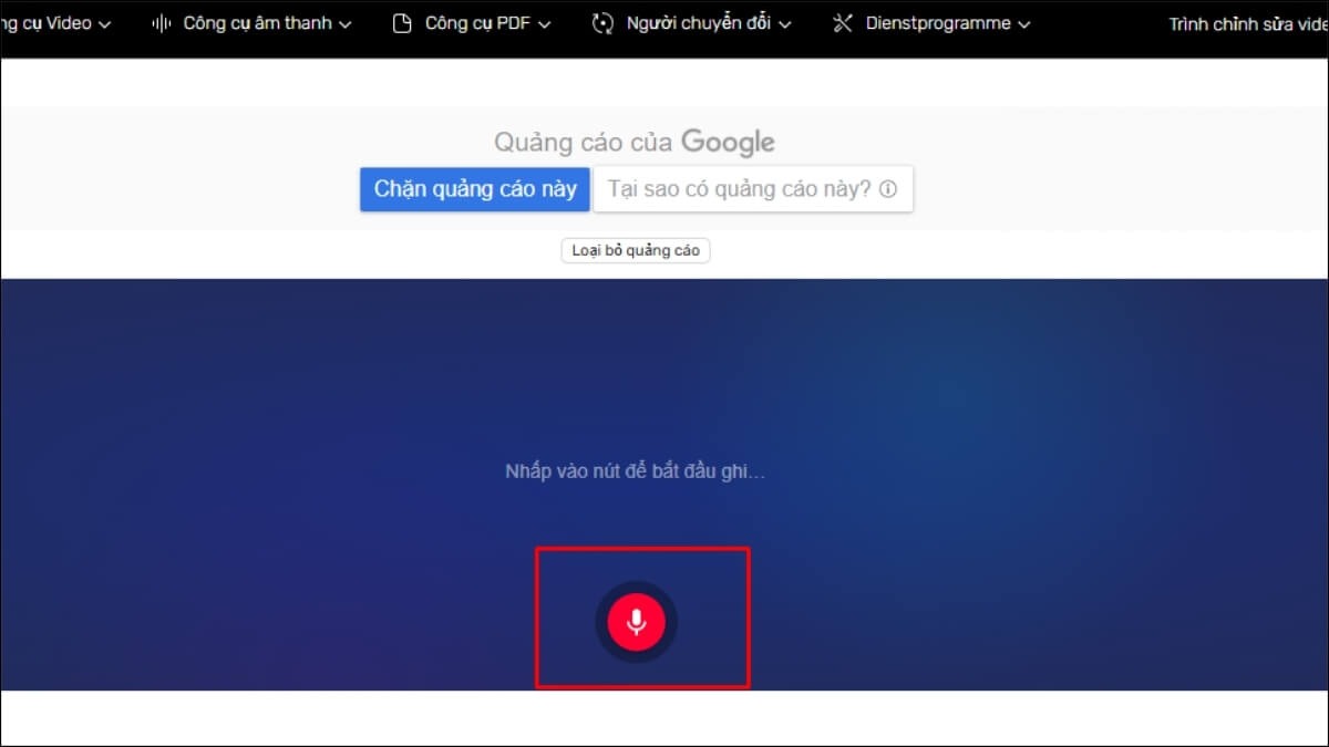 Nhấn biểu tượng Micro để bắt đầu ghi âm