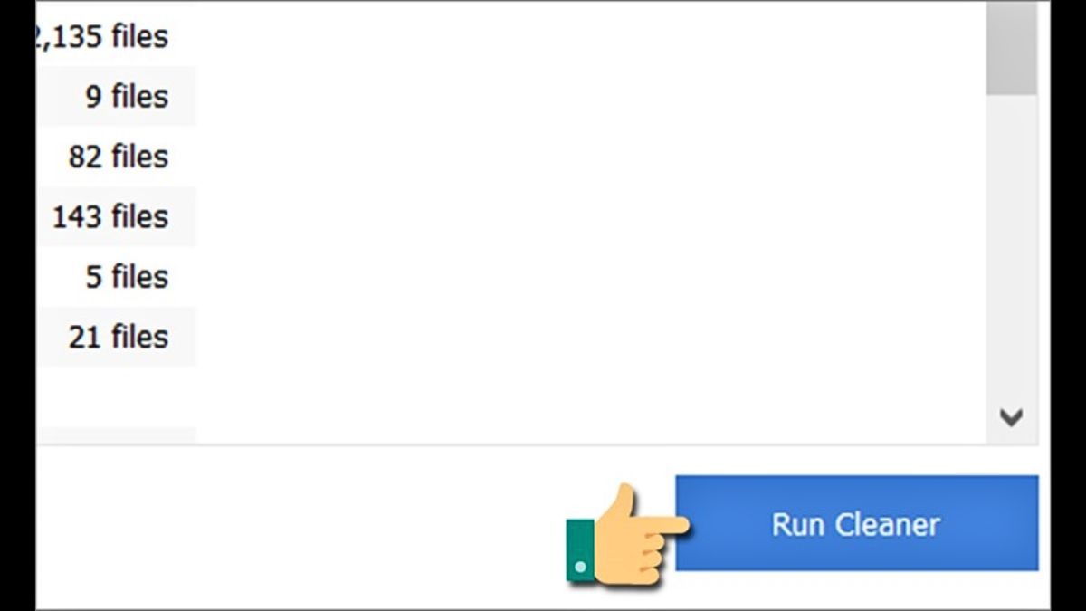Chọn Run Cleaner để xóa tệp