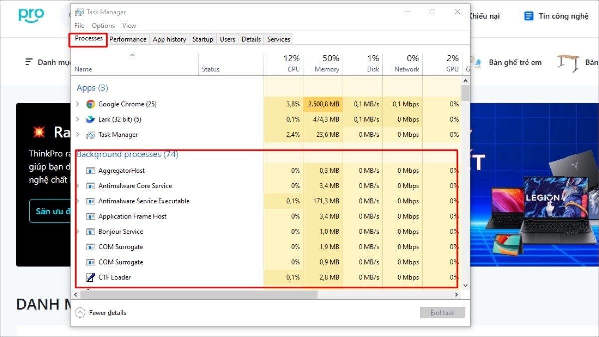 Tắt phần mềm chạy ngầm bằng Task Manager