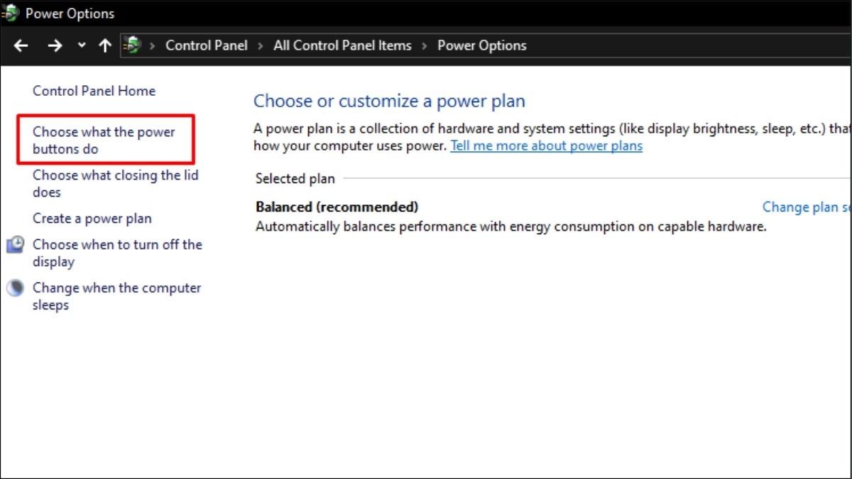 Vào Control Panel > Power Options > Choose what the power buttons do