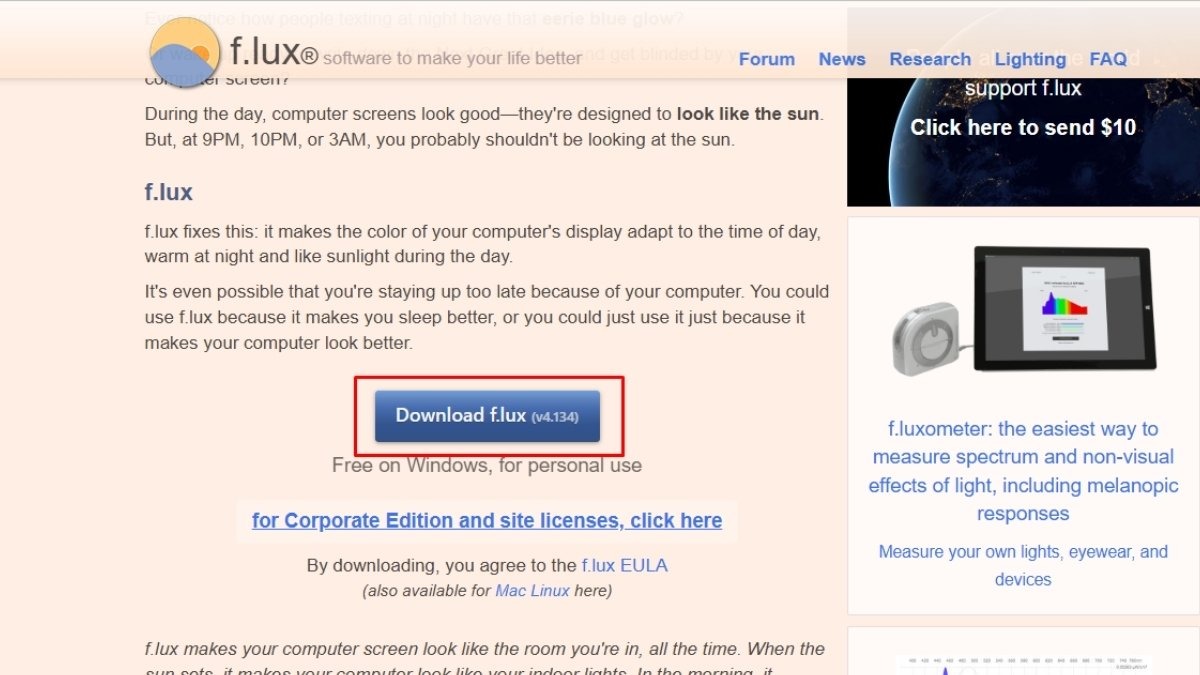 Tải và cài đặt f.lux vào laptop