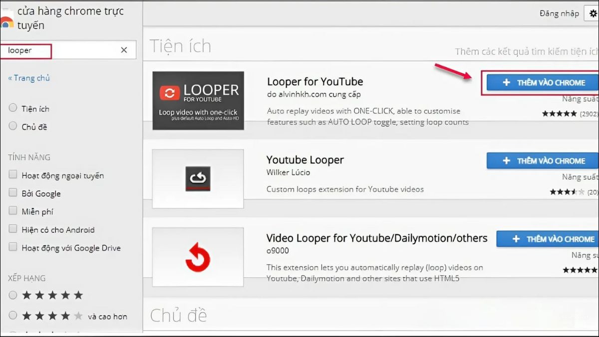 Looper for YouTube hỗ trợ người dùng phát lại video hoặc một đoạn video YouTube tự động