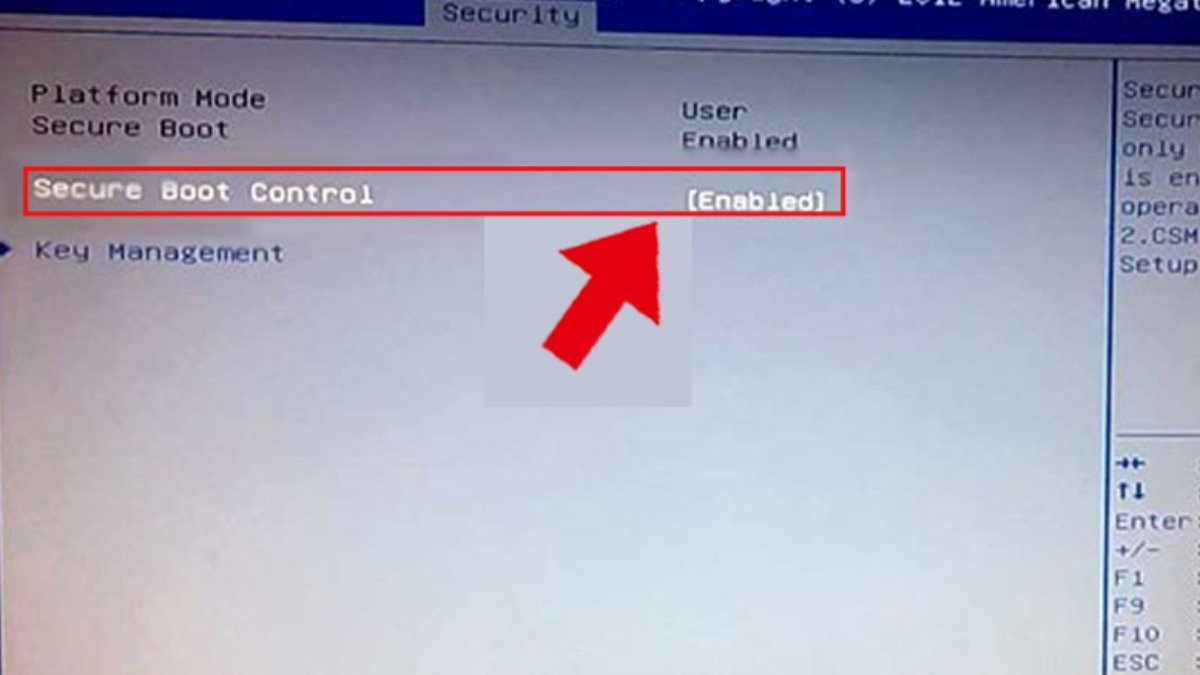 Chọn Disabled để tắt Secure Boot