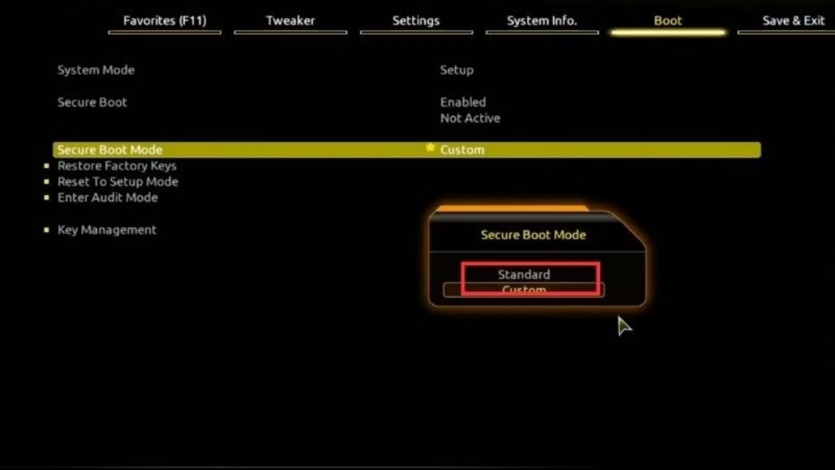 Chế độ Secure Boot được bật