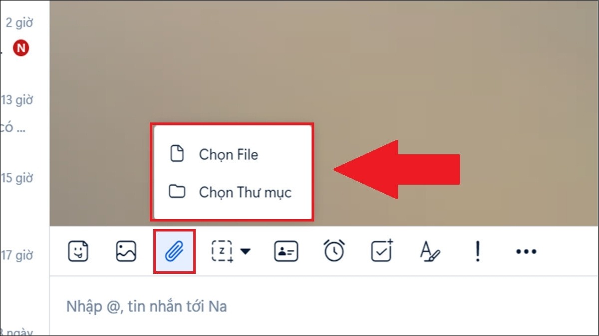 Click vào biểu tượng ghim giấy