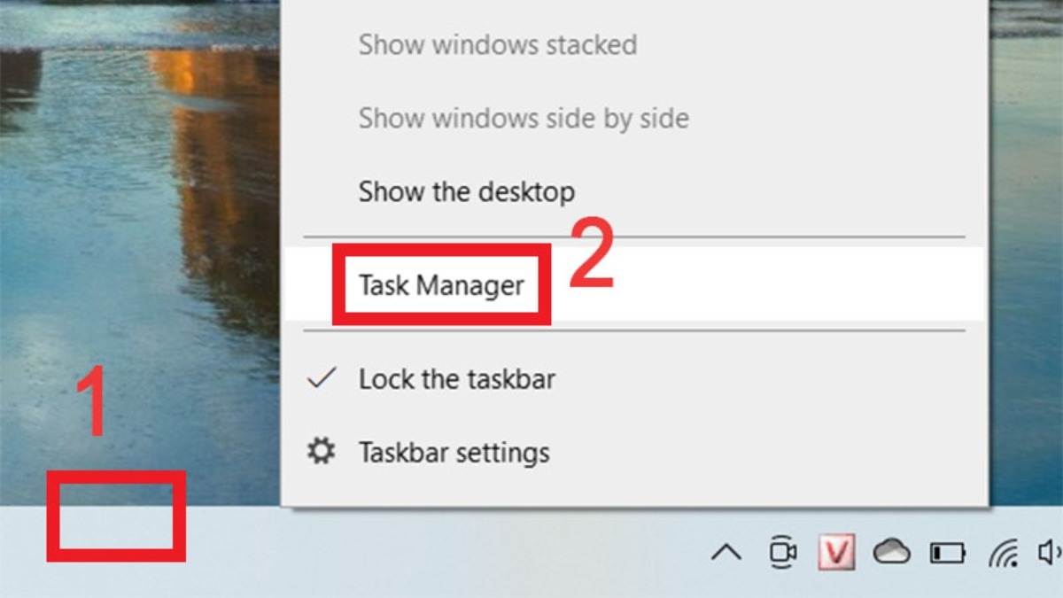 Click chuột phải vào thanh Taskbar và chọn 