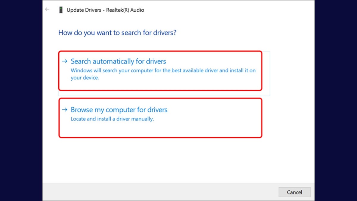 Browse my computer for drivers