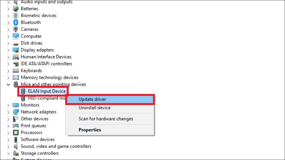 Chọn Update driver
