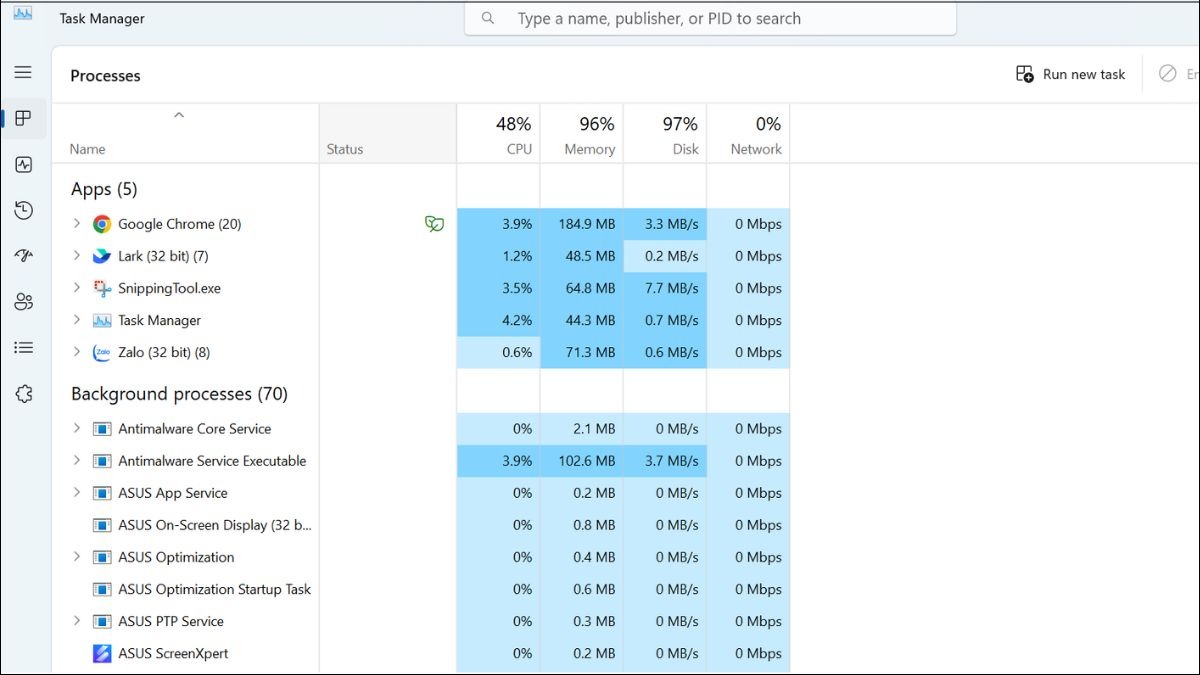 Để kiểm tra các ứng dụng đang chạy ngầm trên máy tính Windows, bạn có thể sử dụng Task Manager