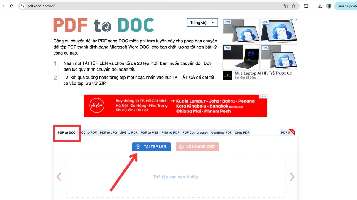 Hãy chọn PDF sang DOC hoặc PDF sang DOCX