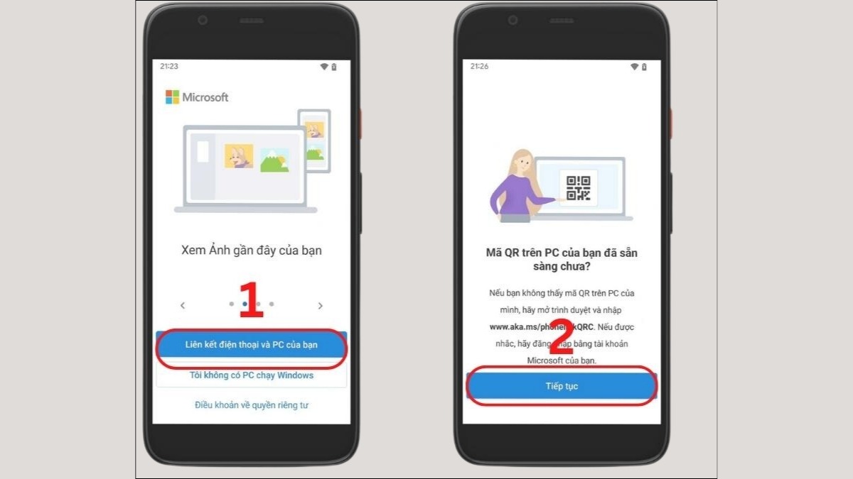 Chọn Liên kết điện thoại và PC của bạn