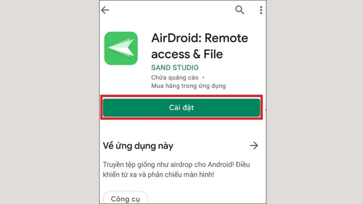 Cài đặt ứng dụng AirDroid