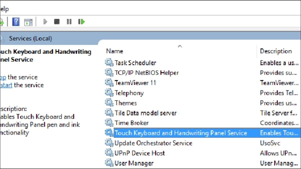 Đúp chuột vào dịch vụ Touch Keyboard and Handwriting Panel Service