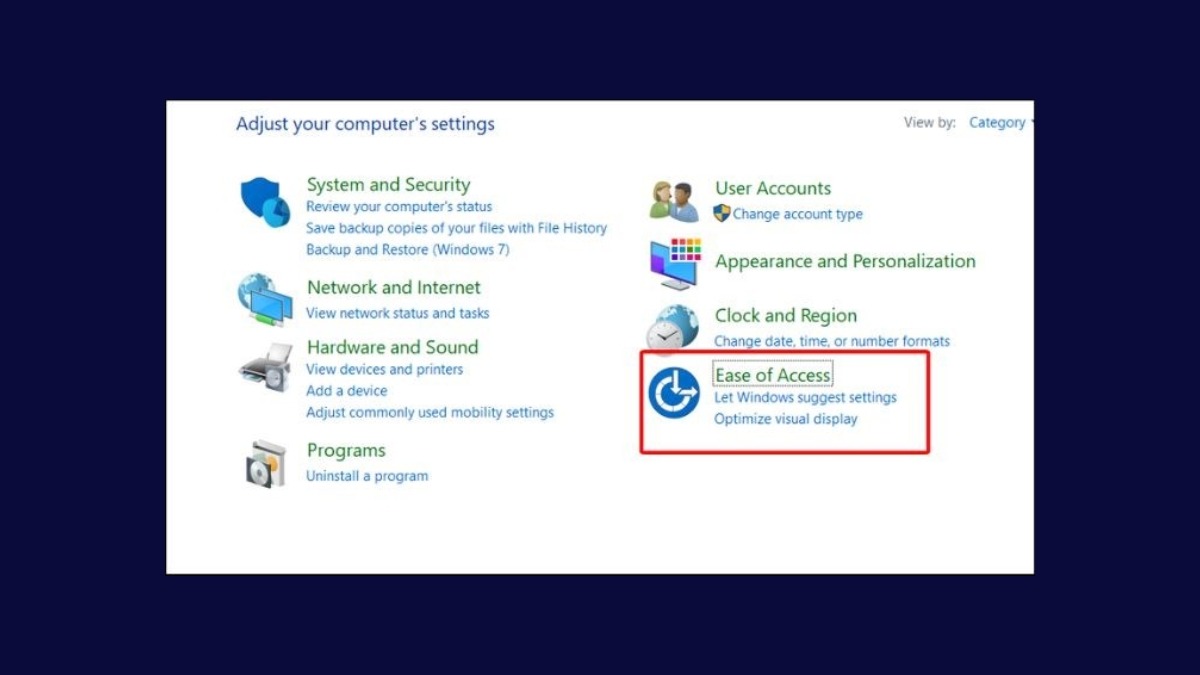 Chọn Ease of Access