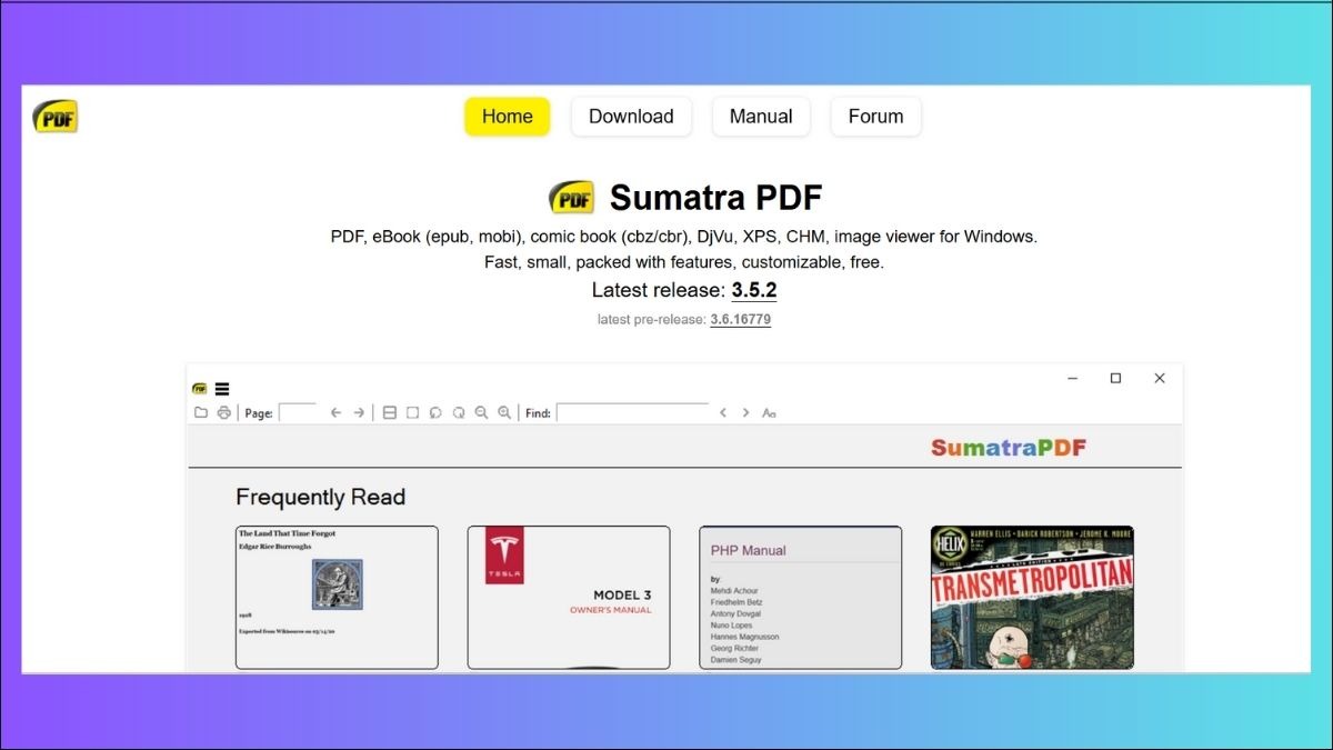 SumatraPDF được đánh giá là lựa chọn tối ưu nhất cho máy tính cấu hình yếu