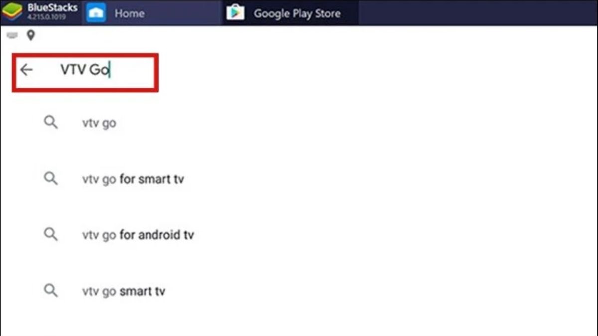 Gõ VTV Go ở thanh tìm kiếm trong ứng dụng Google Play Store.