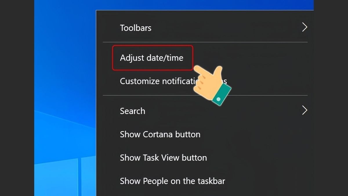 Nhấn vào phần Adjust date/time