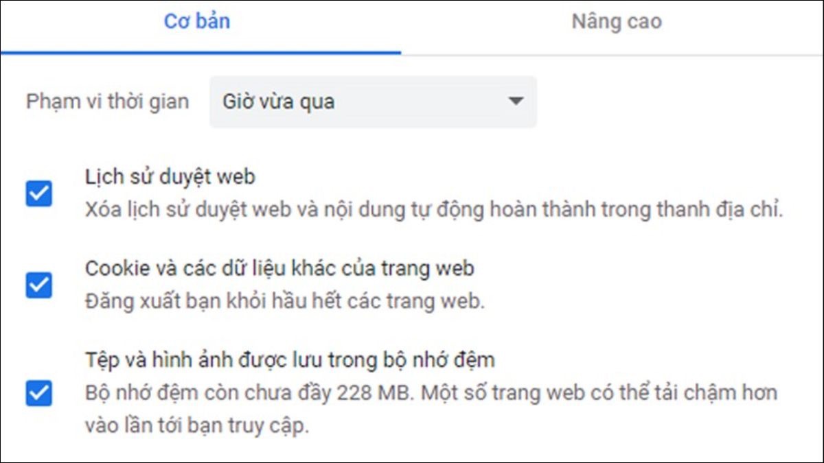 Thiết lập các tùy chọn