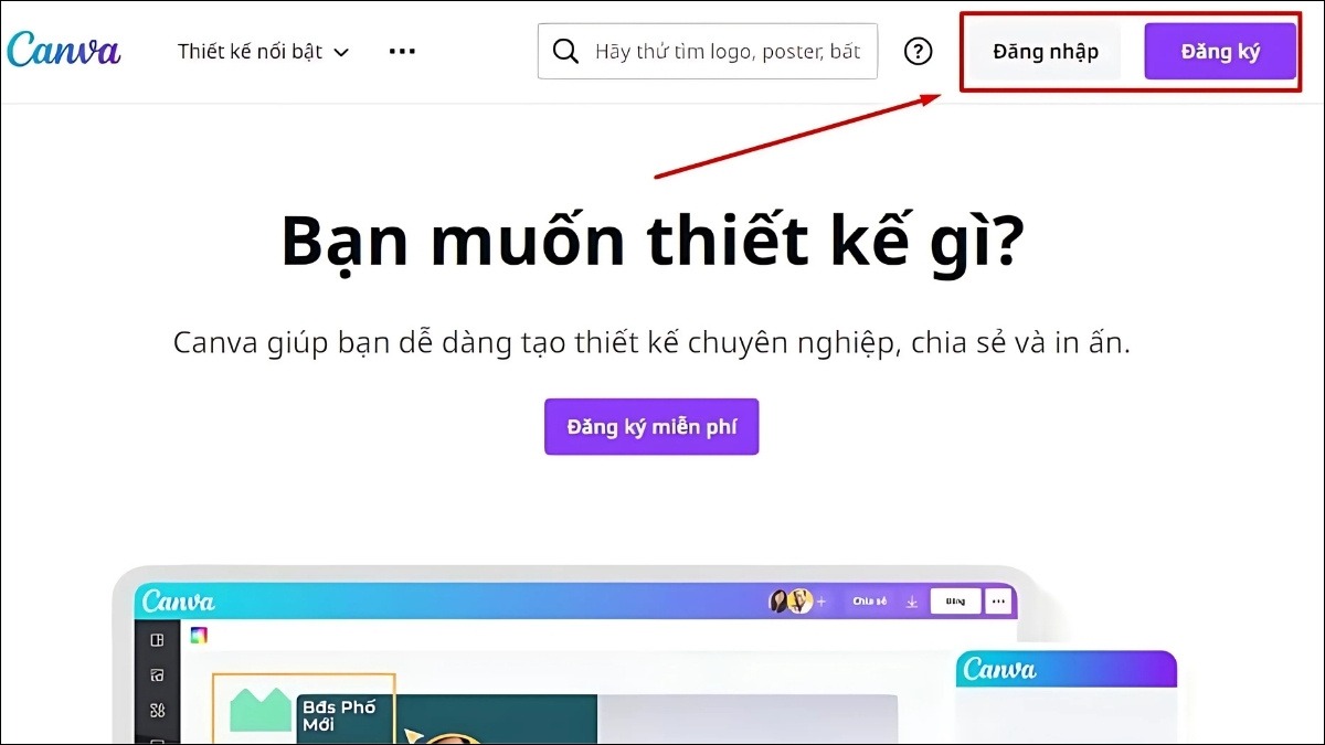 Truy cập Canva, đăng nhập