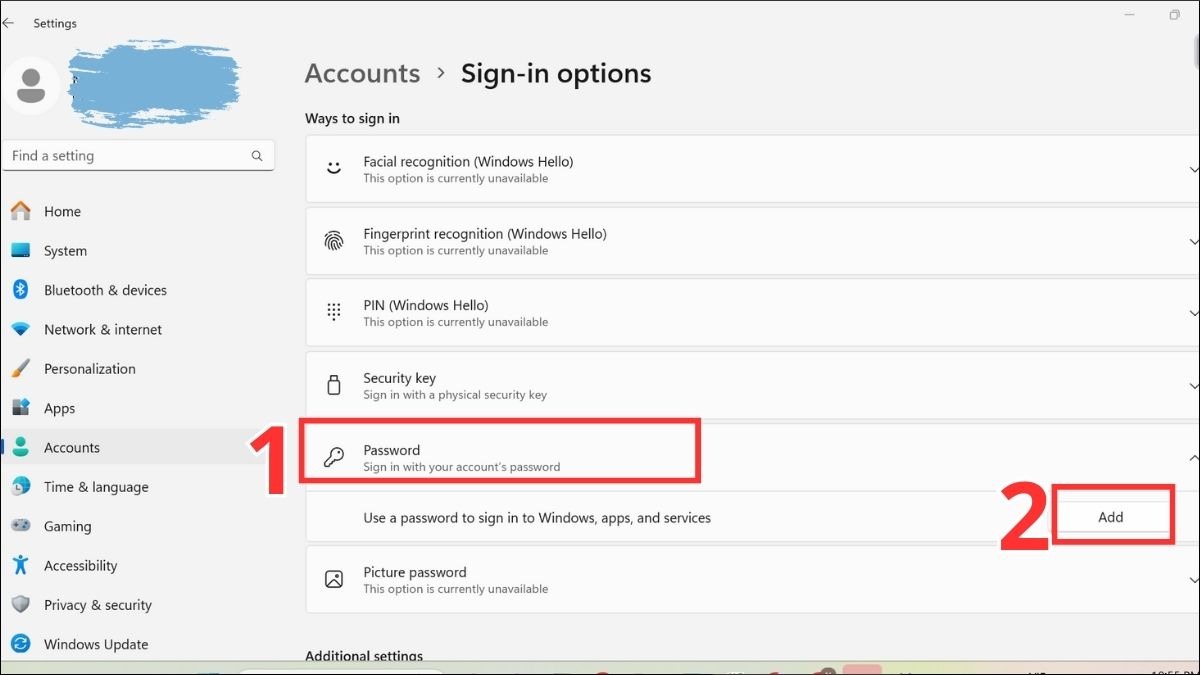 Nhấn vào mục Passwword > Chọn Add để thêm mật khẩu