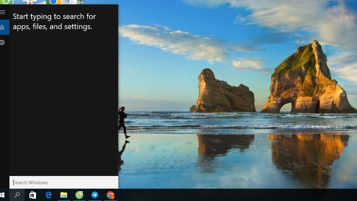 Nhấn nút Start hoặc nhấp vào biểu tượng kính lúp trên thanh Taskbar