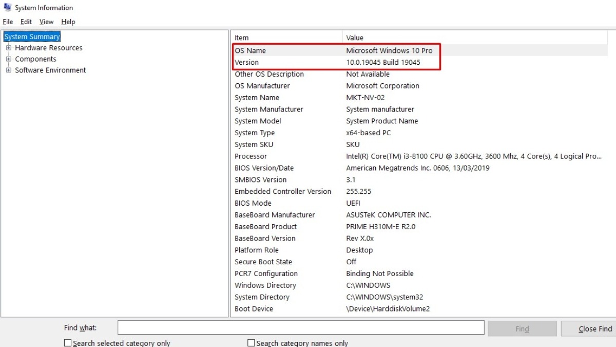 Chọn System Information từ danh sách kết quả.