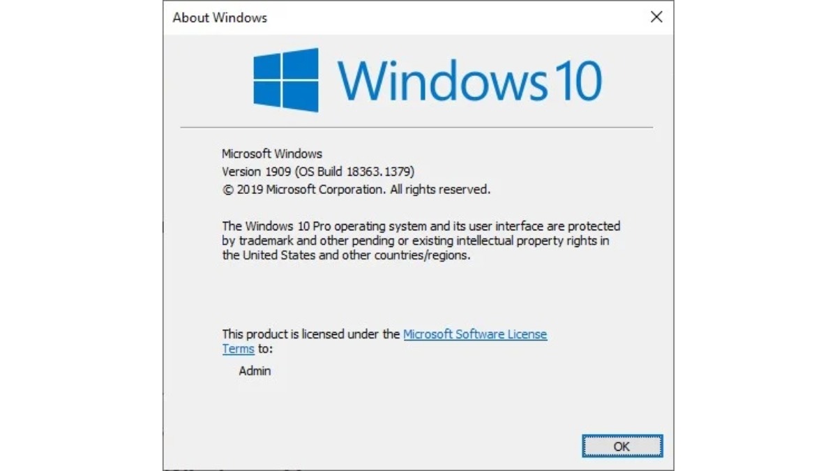 Một cửa sổ có tên About Windows sẽ xuất hiện