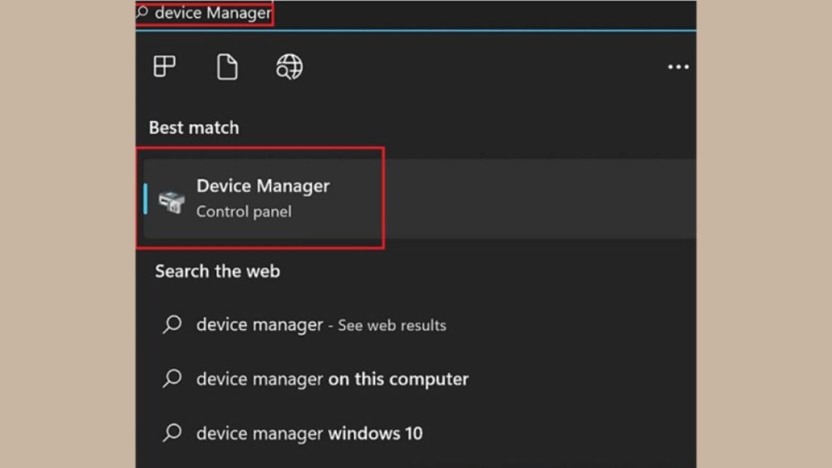 Chọn Device Manager