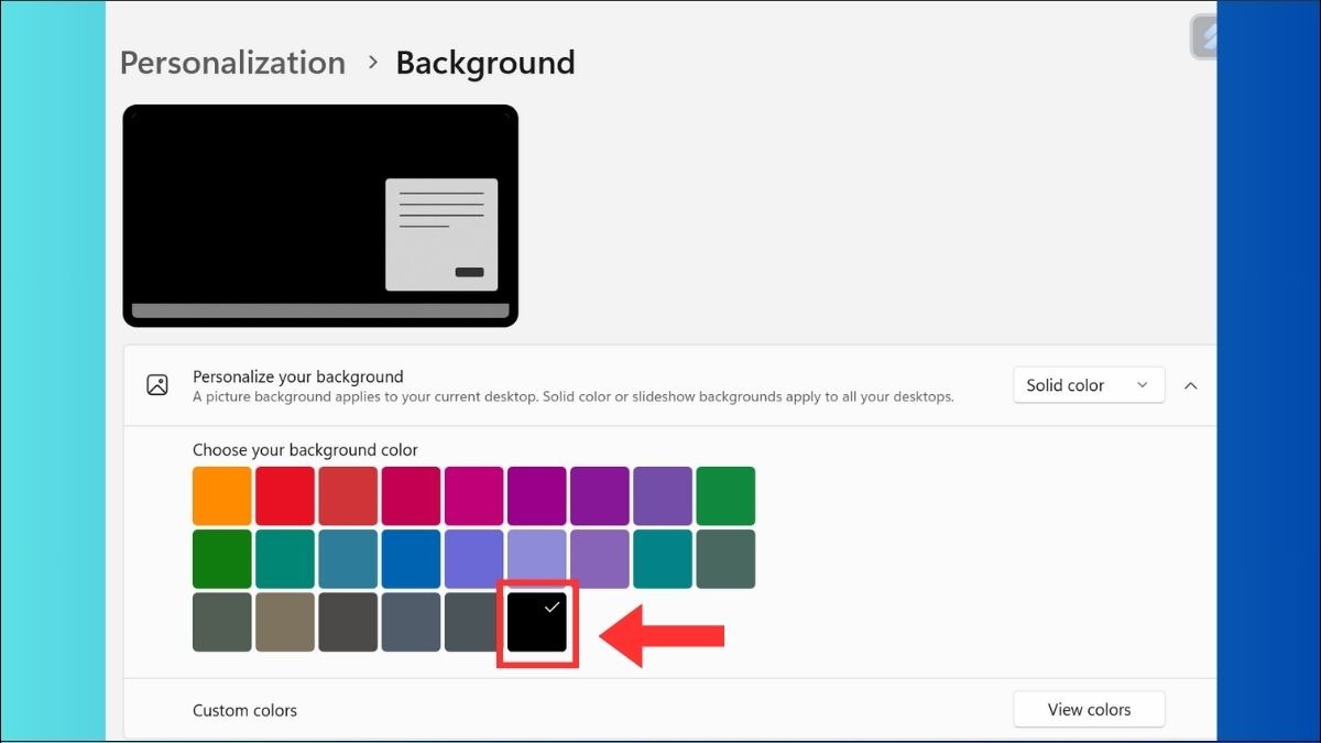 Chọn màu đen cho background laptop