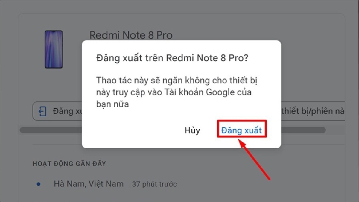 Xác nhận đăng xuất khi được yêu cầu