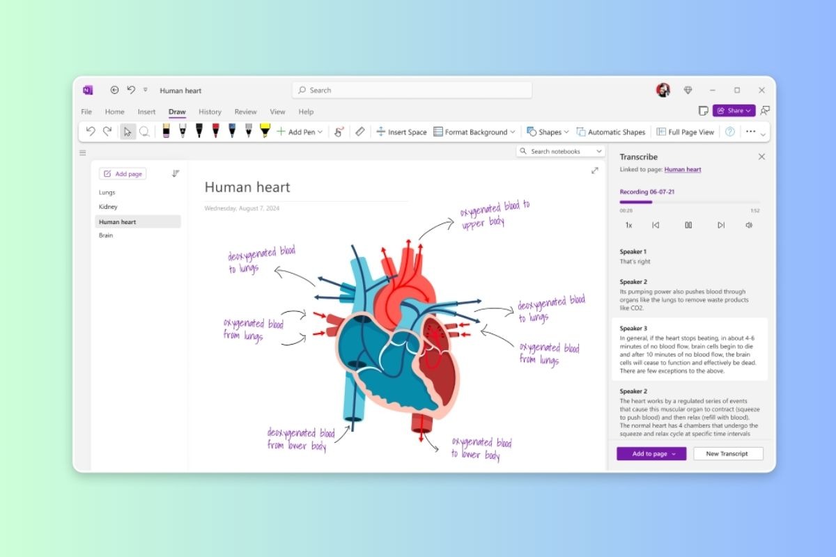 OneNote cũng cho phép bạn ghi âm bài giảng, tạo bảng trắng kỹ thuật số và chia sẻ ghi chú với bạn bè để học tập nhóm