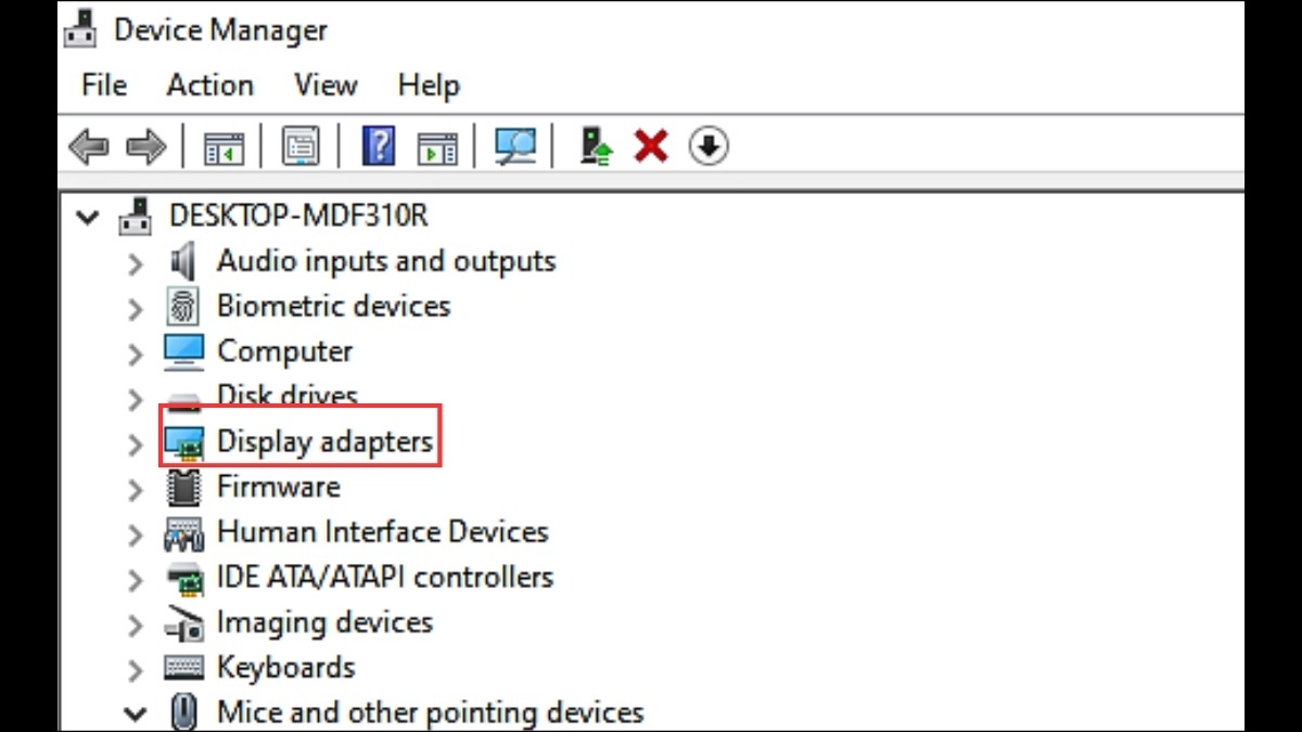 Nhấp vào Display adapters