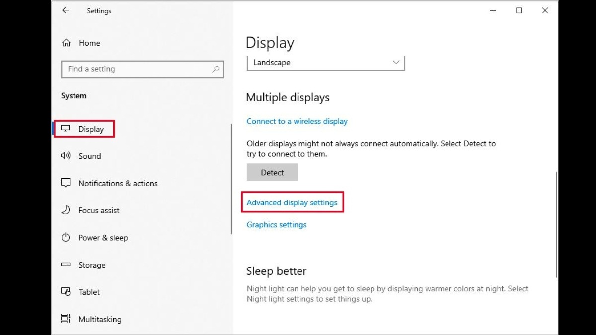 Chọn Advanced display settings