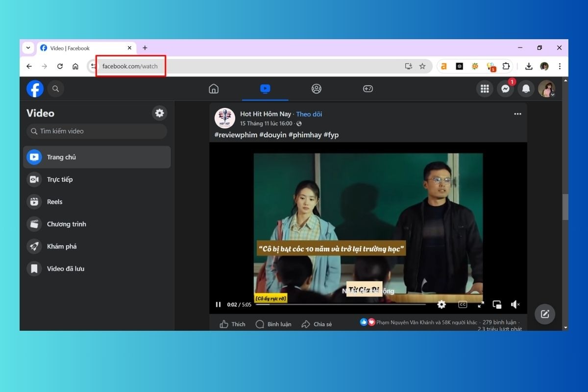 Facebook Watch là nơi lý tưởng để xem video trên màn hình lớn của laptop