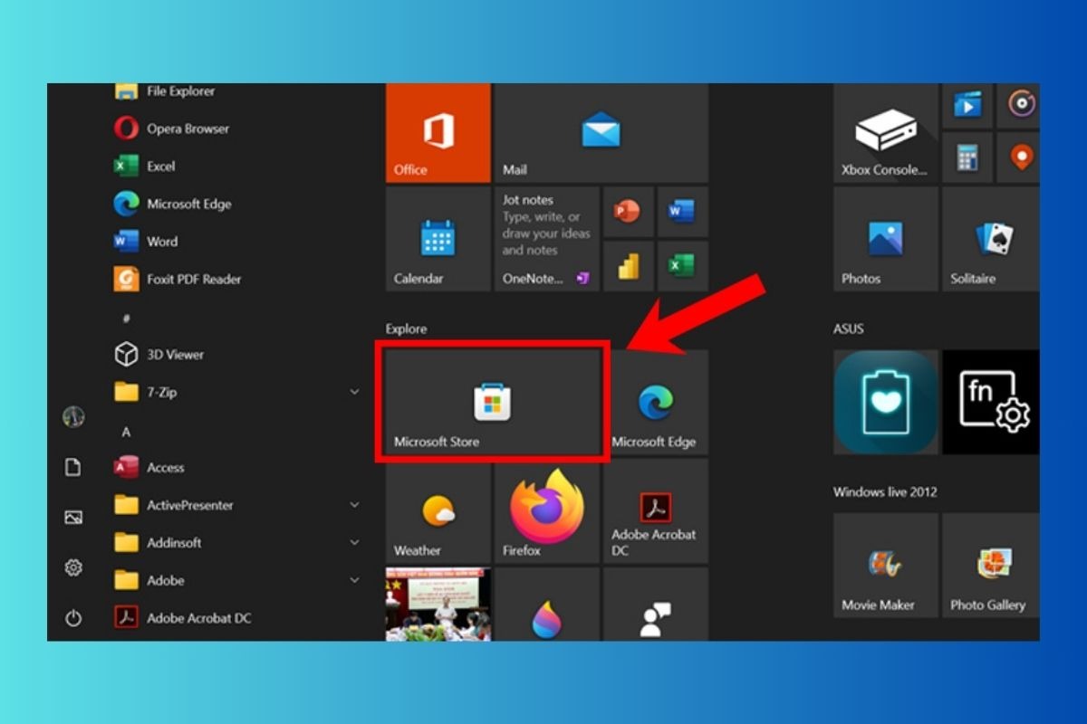 Mở Microsoft Store