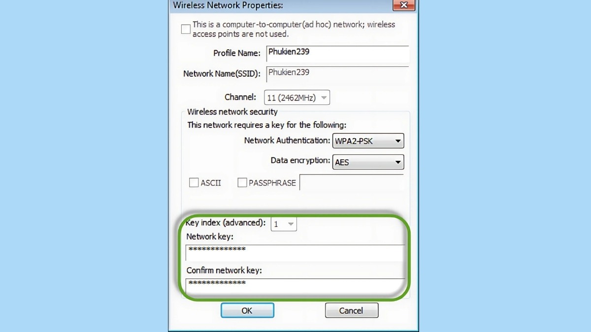Nhập mật khẩu WiFi vào ô Network key và xác nhận lại ở ô Confirm network key