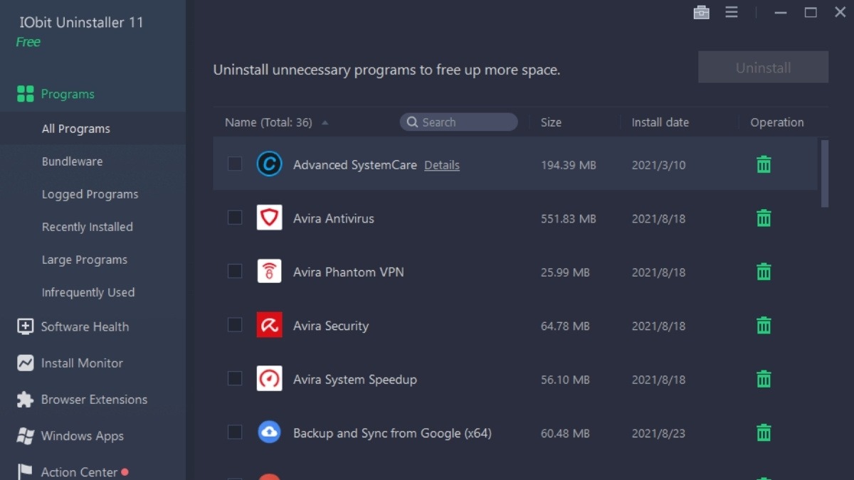 Phần mềm gỡ ứng dụng IObit Uninstaller