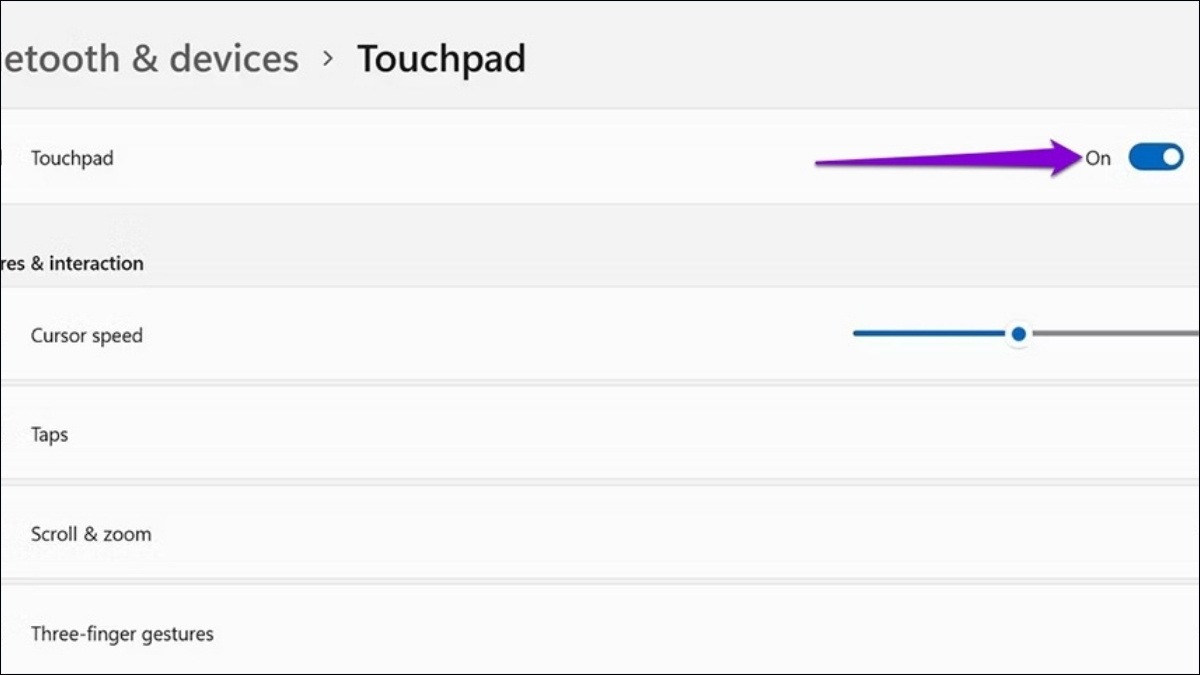 Gạt thanh trượt Touchpad sang Off 