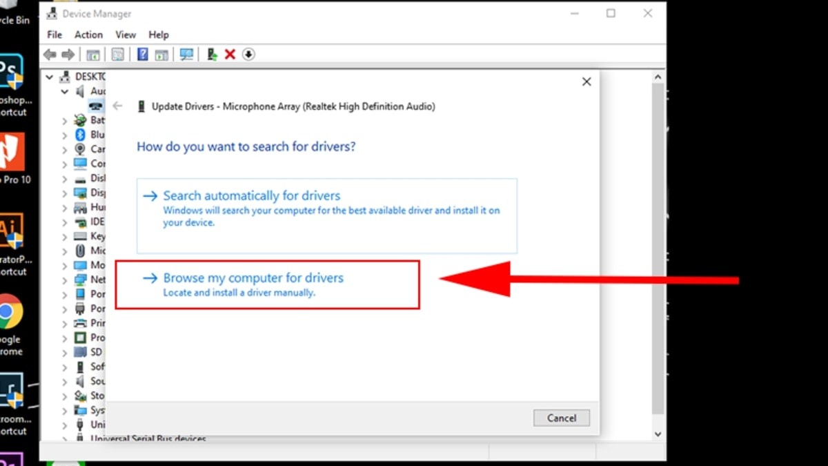 Chọn Browse my computer for drivers