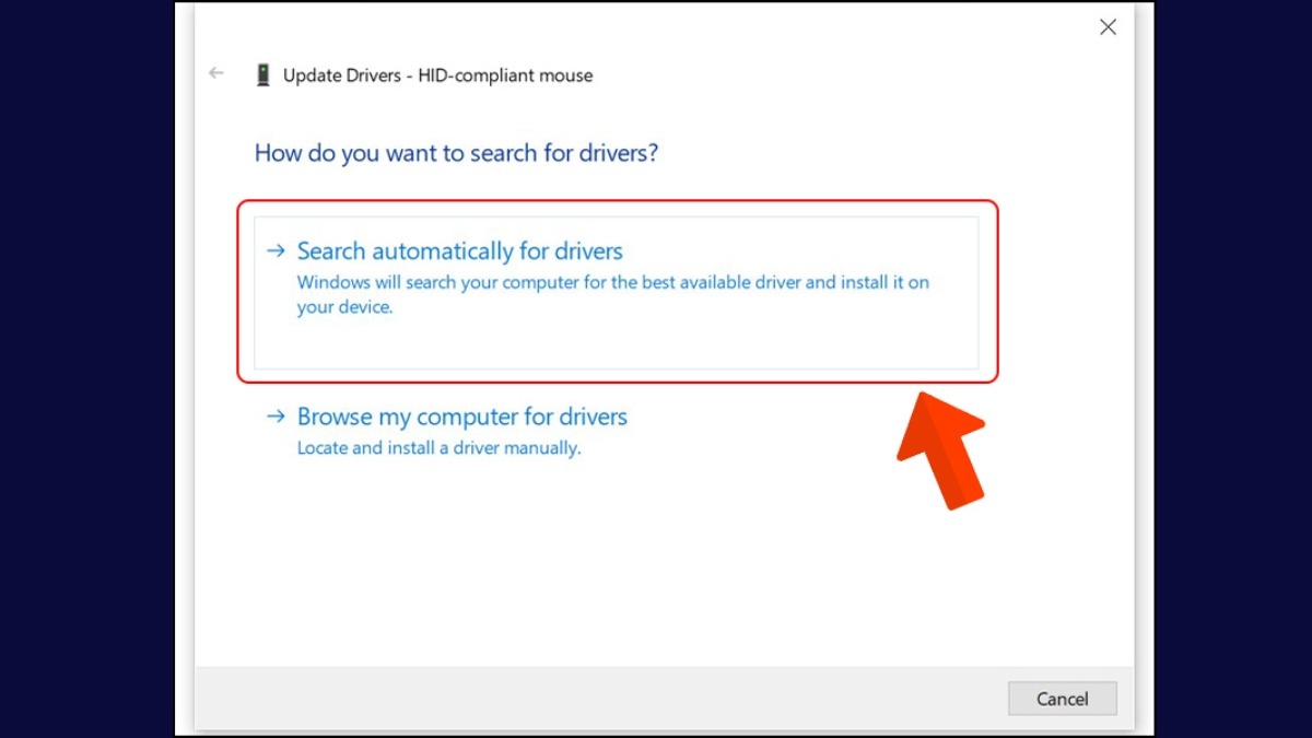 Chọn Search automatically for drivers