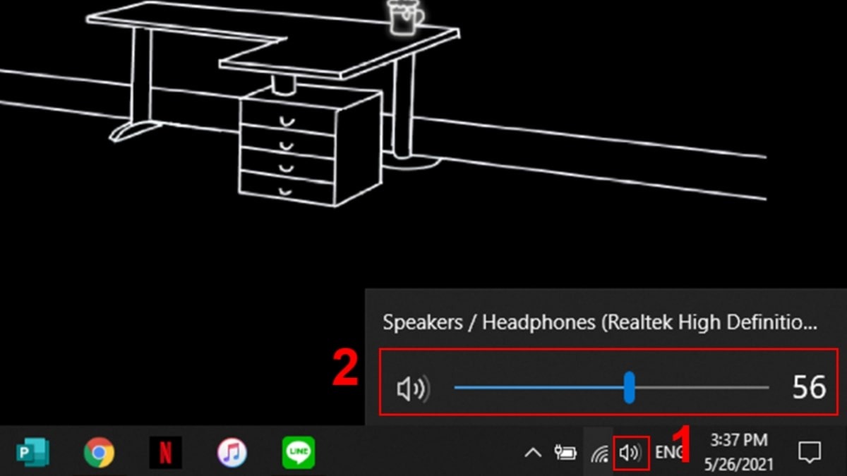 Kiểm tra thanh âm lượng trên thanh Taskbar