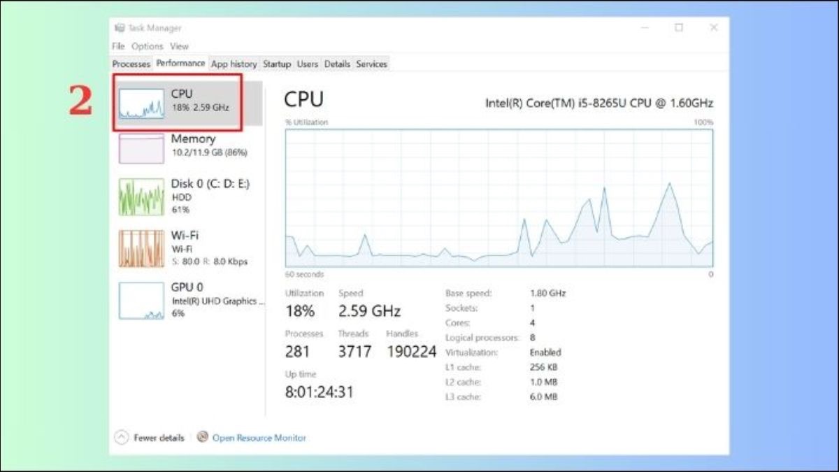 Phần bấm ô CPU để xem tên CPU và xung nhịp tối đa ở phần Base Speed.

