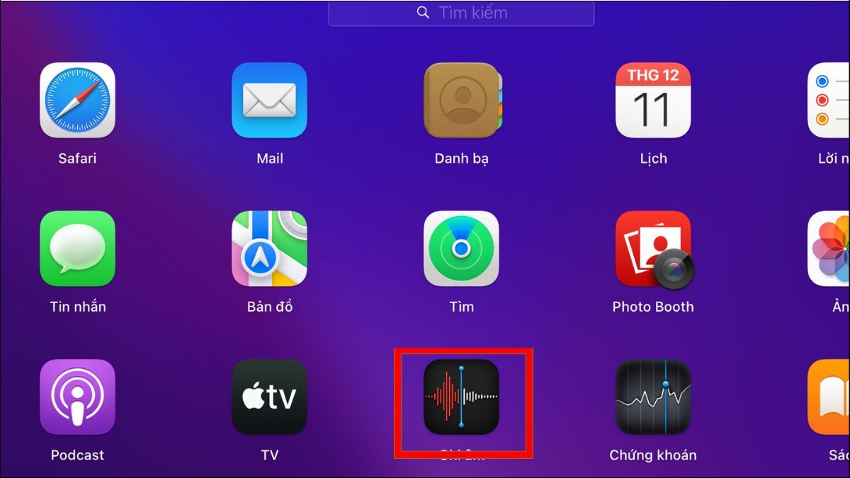 Mở ứng dụng Voice Memos từ Launchpad.
