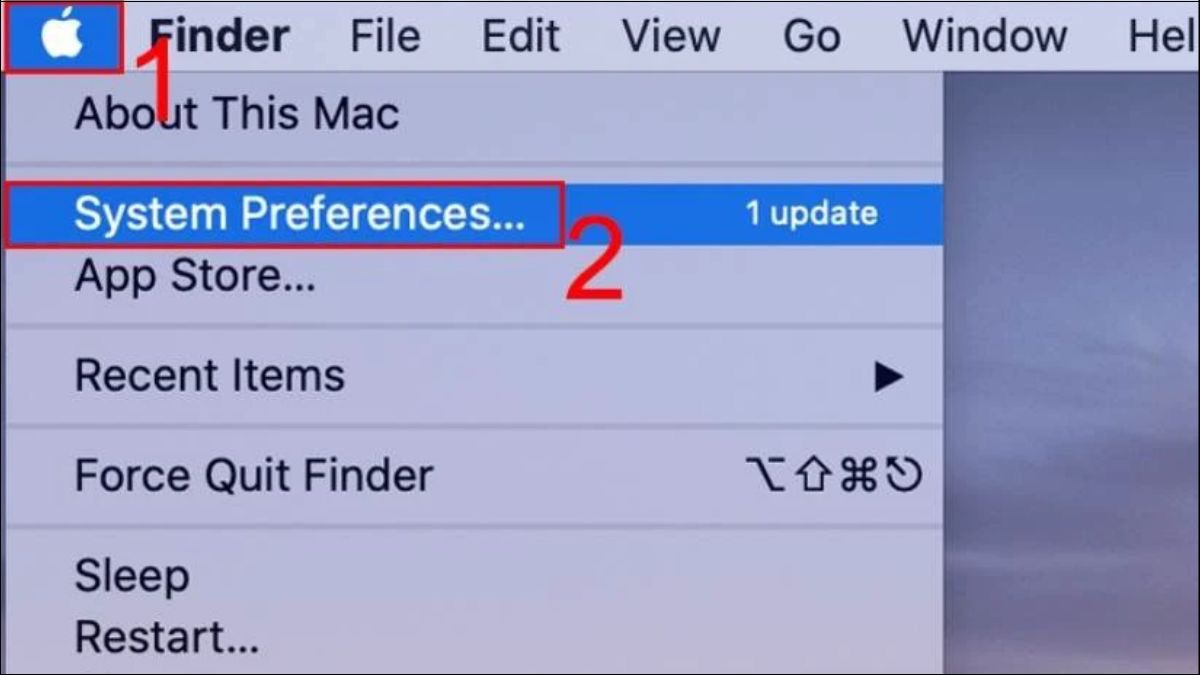 Mở System Preferences từ biểu tượng Apple.