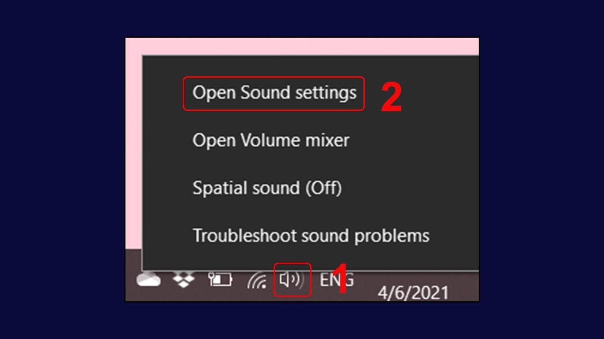 Nhấp chuột phải vào biểu tượng loa trên thanh Taskbar