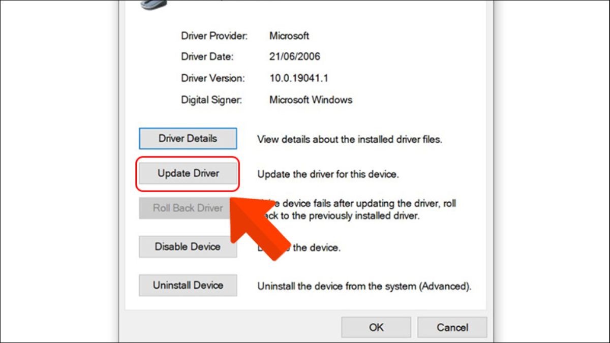 Tiến hành Update Driver.