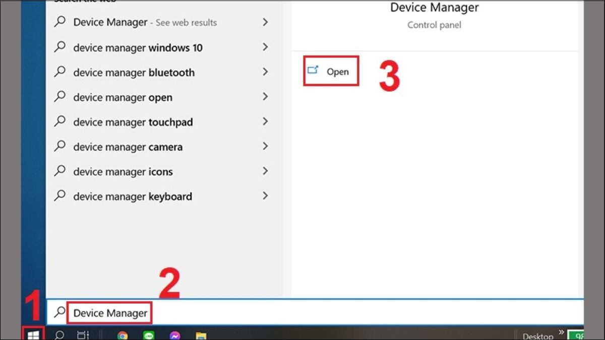 Mở Device Manager.