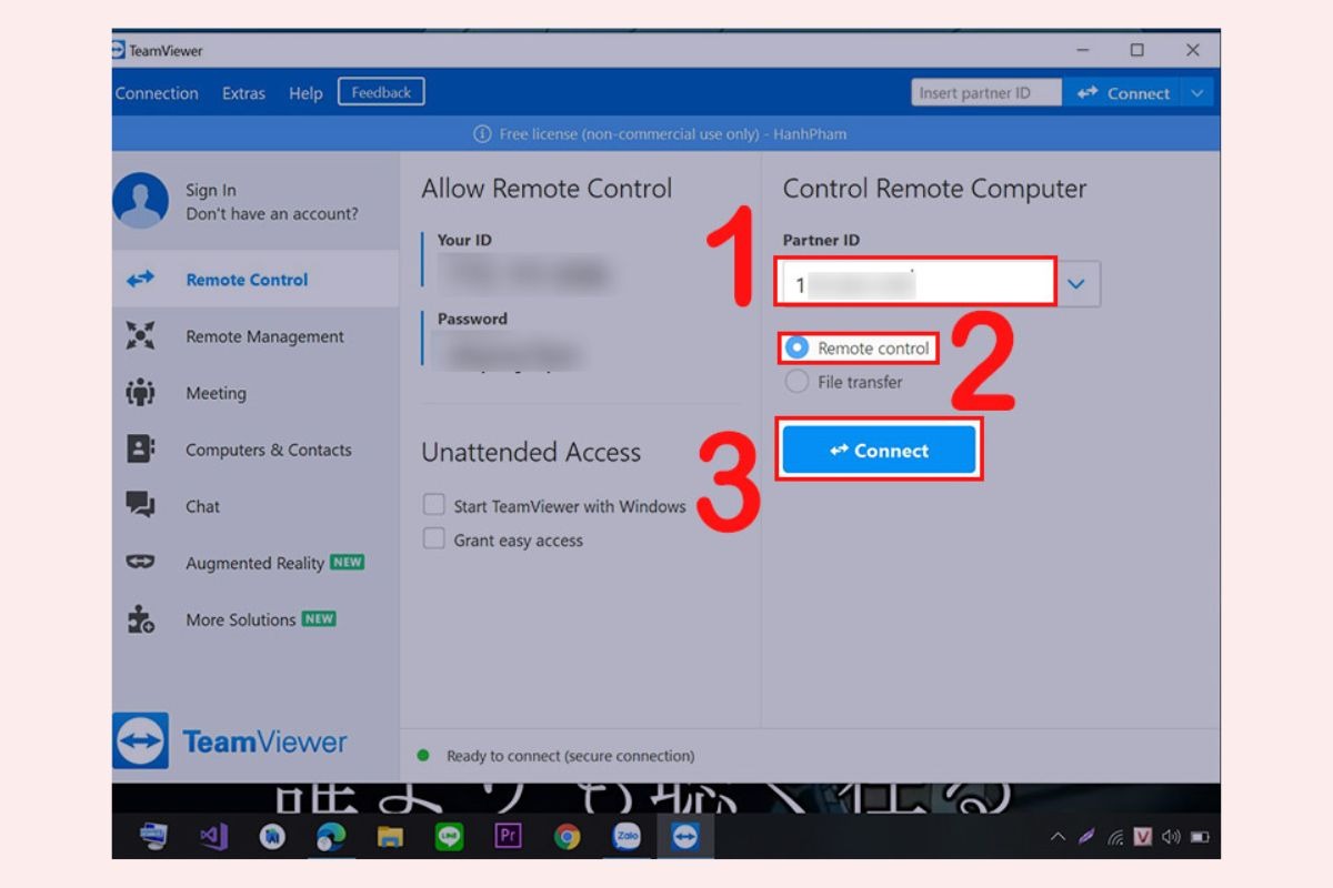 Kết nối phần mềm TeamViewer trên máy tính