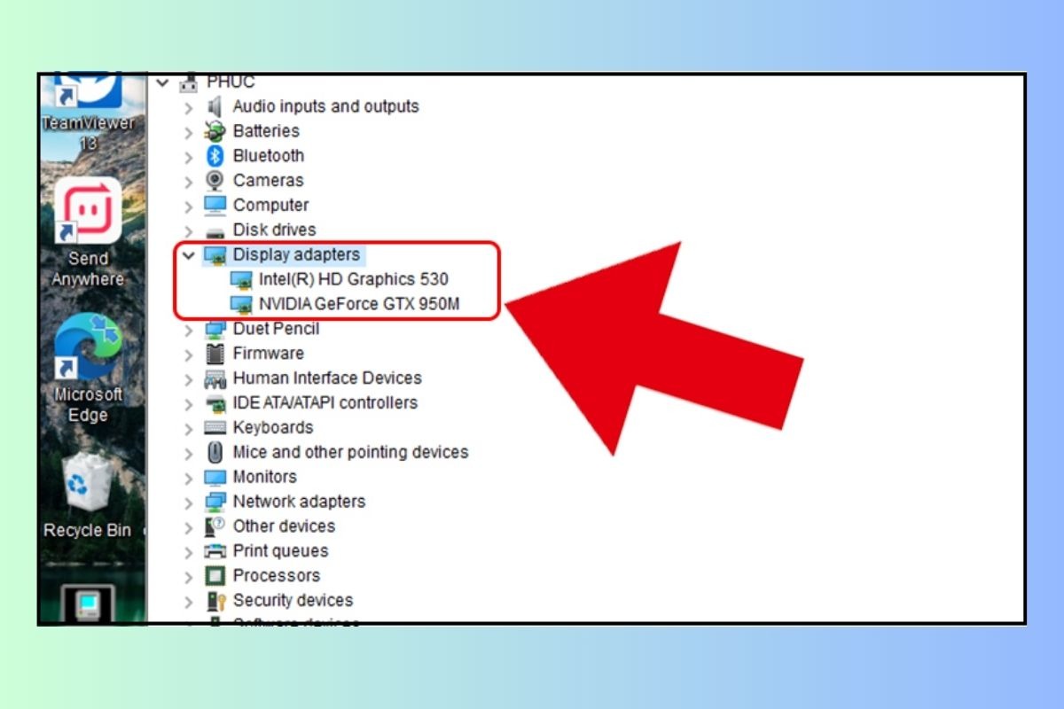 Trong Device Manager, tìm mục 