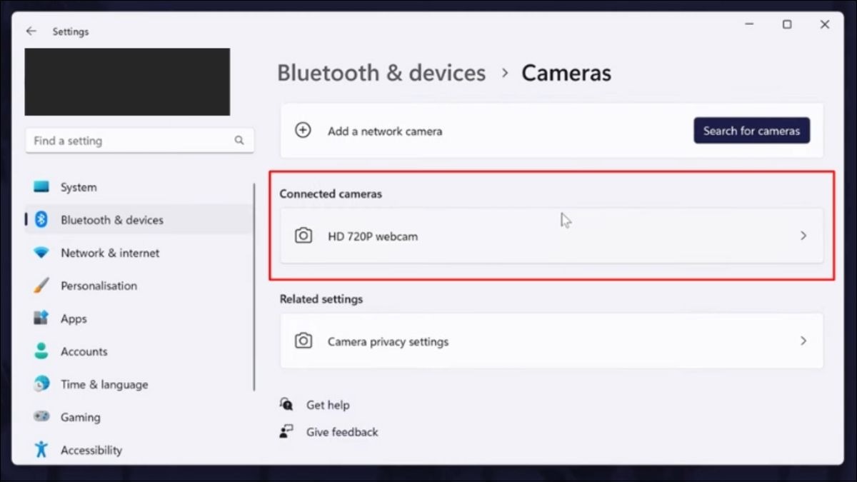 Click vào webcam của bạn > Enable